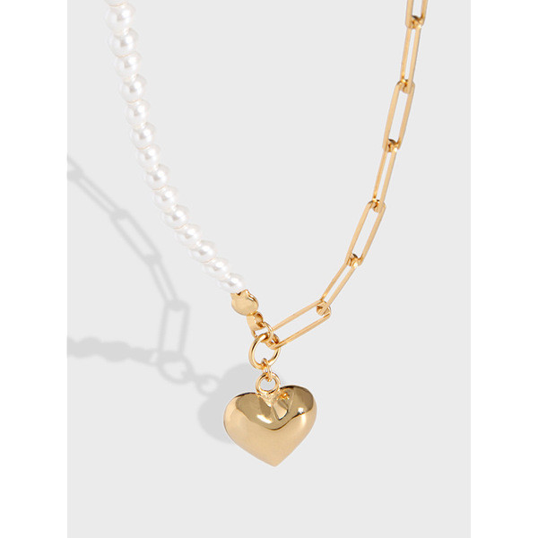 simple black agate heart gold necklace