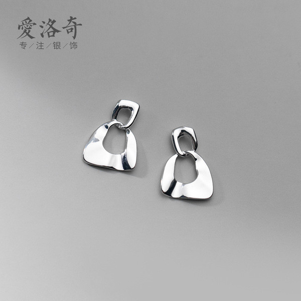 s925 sterling silver fashion doublelayer wide short simple earrings