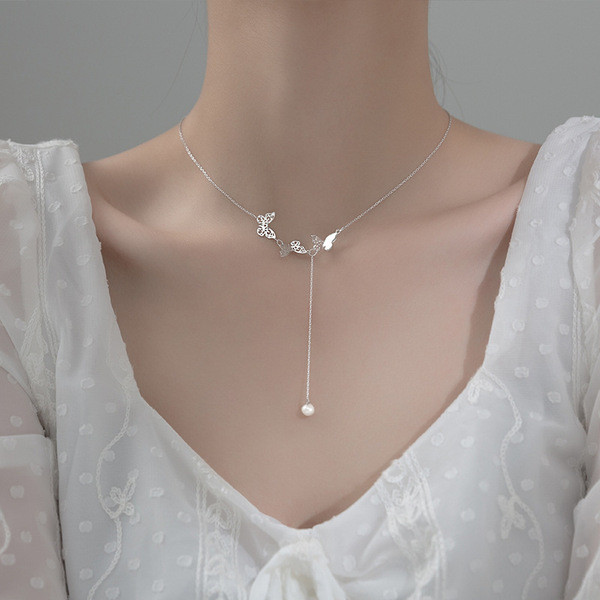 s925 sterling silver triangle teardrop hollowed chic unique necklace