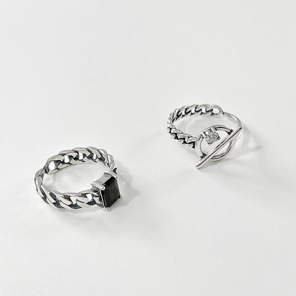 s925 sterling silver double twist imitation unique adjustable silver ring