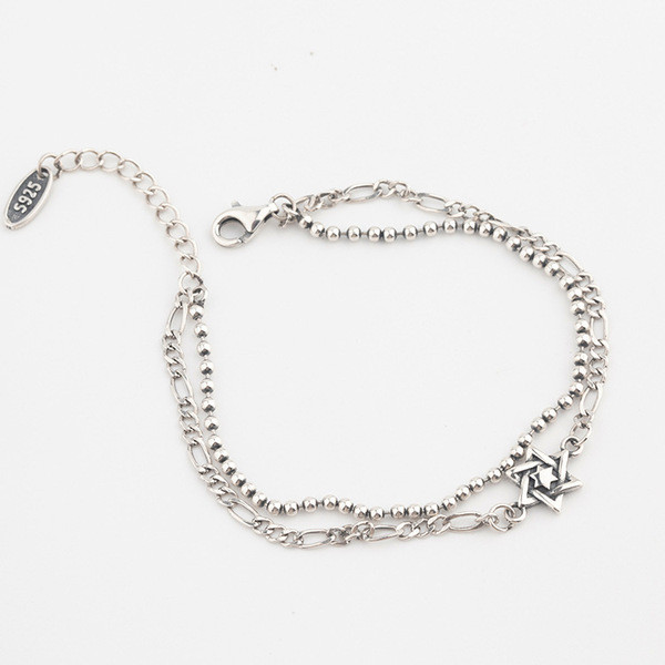 s925 sterling silver chic silver trendy simple bead bracelet