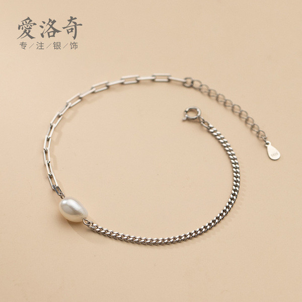 s925 sterling silver simple trendy square sparkling sweet chic fashion bracelet