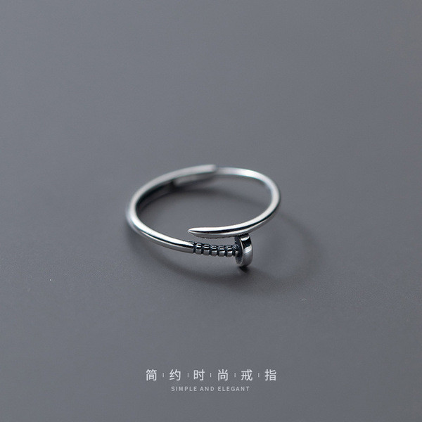 s925 sterling silver simple wide irregular geometric ring