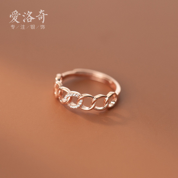 s925 sterling silver simple oval hollowed unique geometri ring