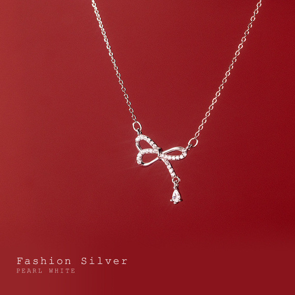 s925 sterling silver rhinestone tube necklace