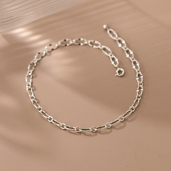 s925 sterling silver anklet trendy simple oval hollowed chain unique fashio bracelet