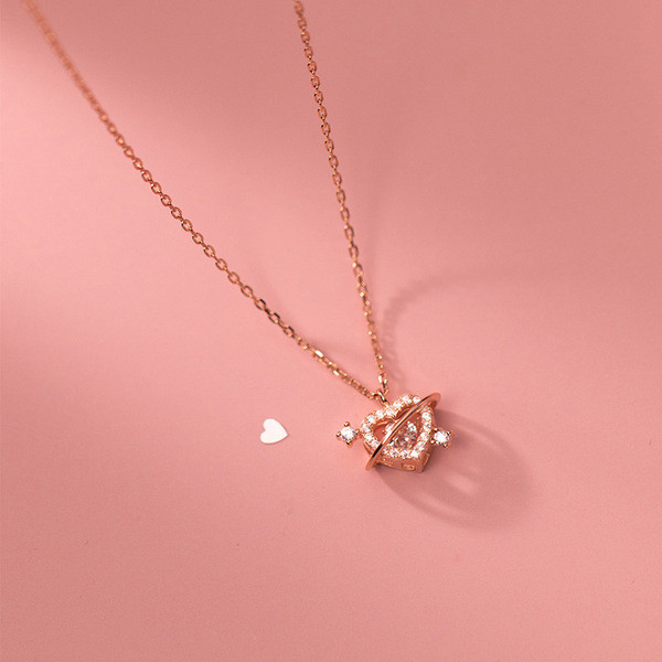 s925 sterling silver sparkling heart asymmetric chainY necklace