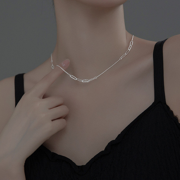 s925 sterling silver simple fashion sparkling necklace