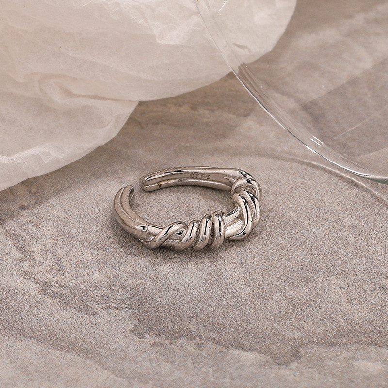 925 sterling silver hollowed layered bar ring