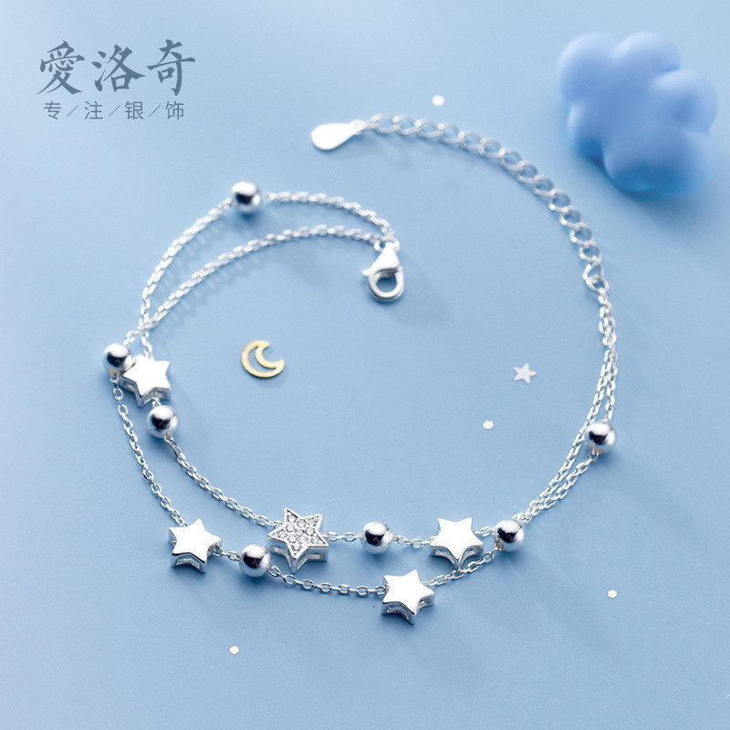 s925 charm trendy simple white rhinestone sweet bracelet