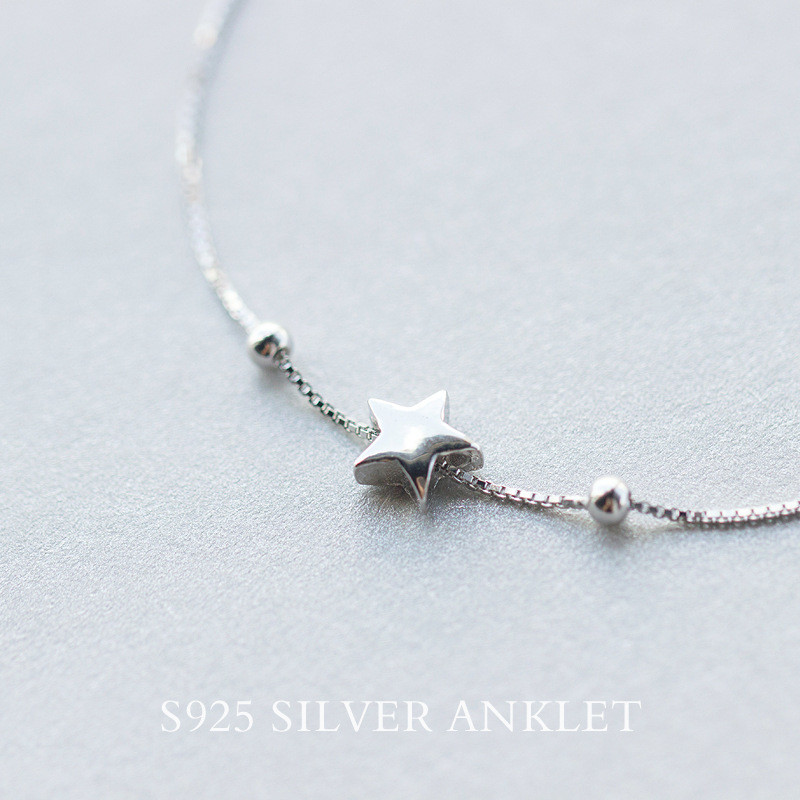 s925 sterling silver charm trendy simple doublelayer star bracelet