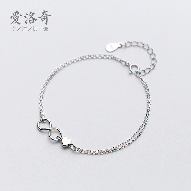 s925 sterling silver charm simple heart charm bracelet