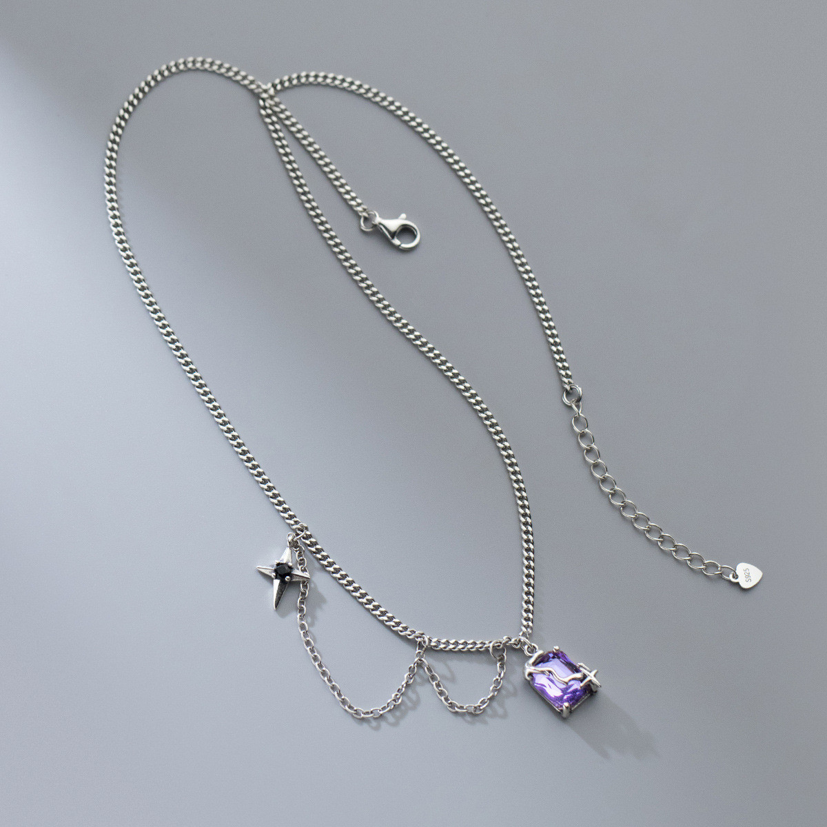 s925 sterling silver chic simple trendy heart sweet necklace