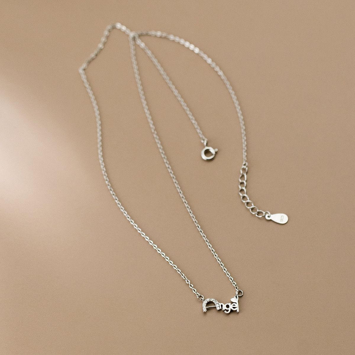 s925 sterling silver chic simple trendy sweet rhinestone necklace