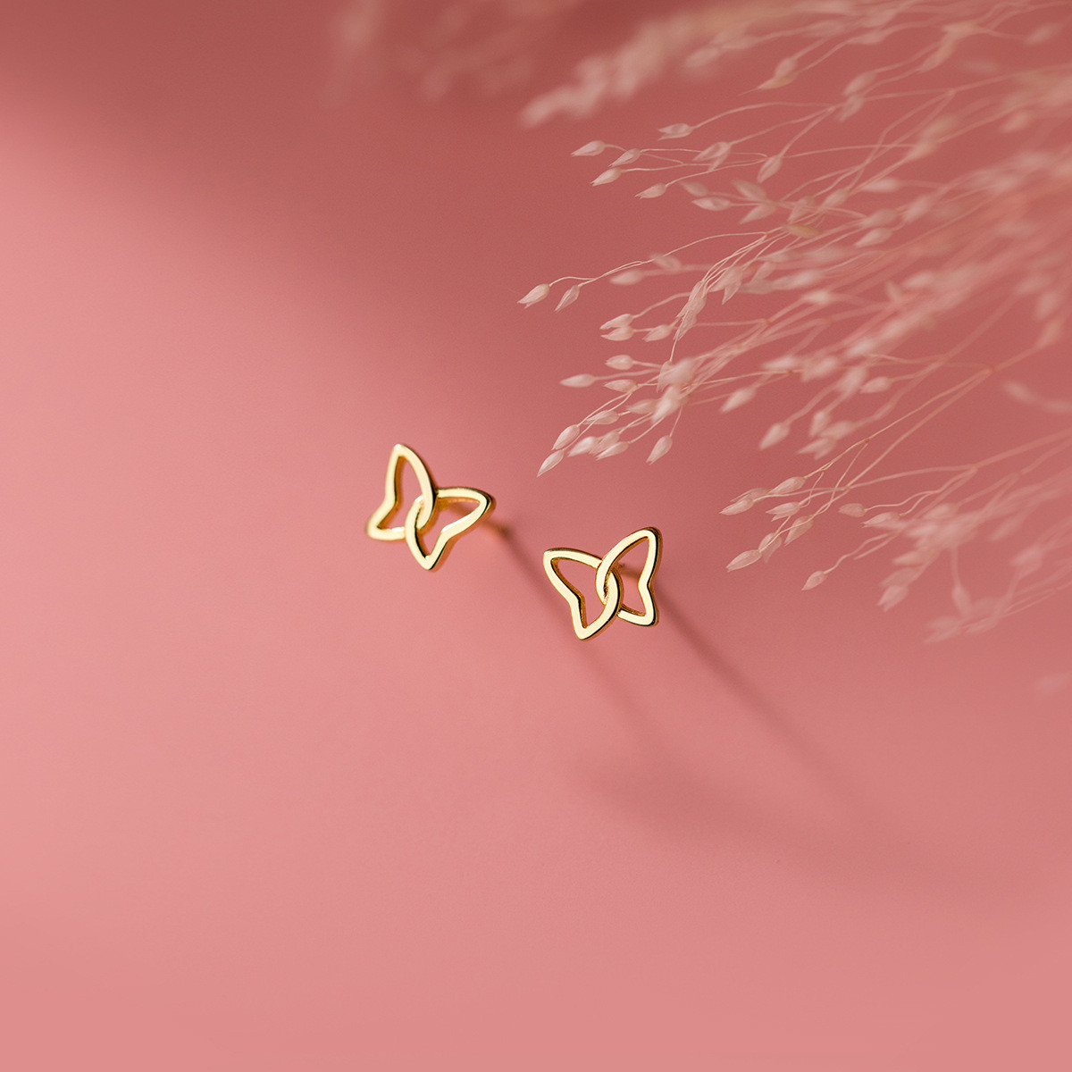 s925 sterling silver rhinestone butterfly earrings