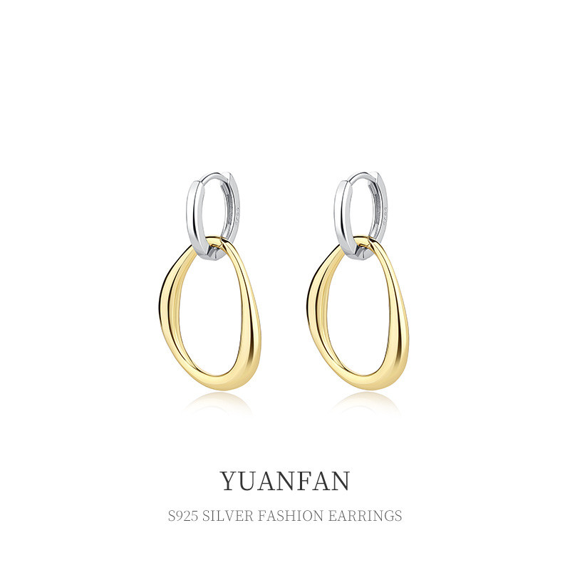 925 sterling silver small design irregularC earrings