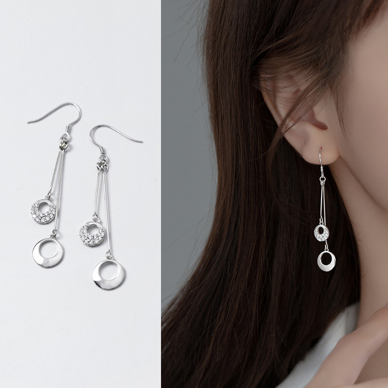 s925 sterling silver chic simple sweet rhinestone cute earrings