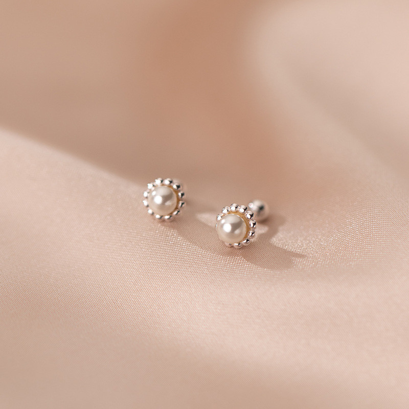 s925 sterling silver cute tiny flower earrings