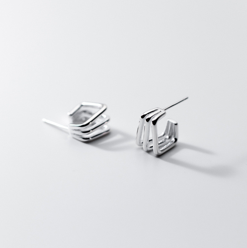 s925 sterling silver wide simple cute chic earrings