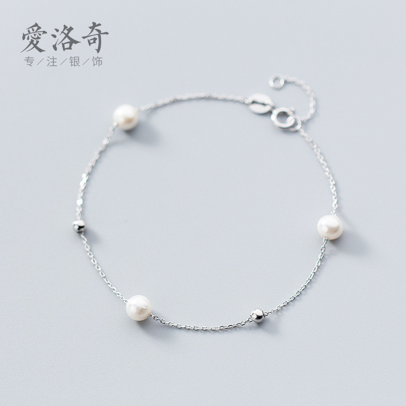 s925 sterling silver simple doublelayer charm bracelet