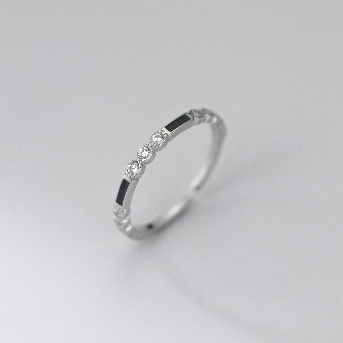 s925 sterling silver heart bar adjustable simple fashion ring