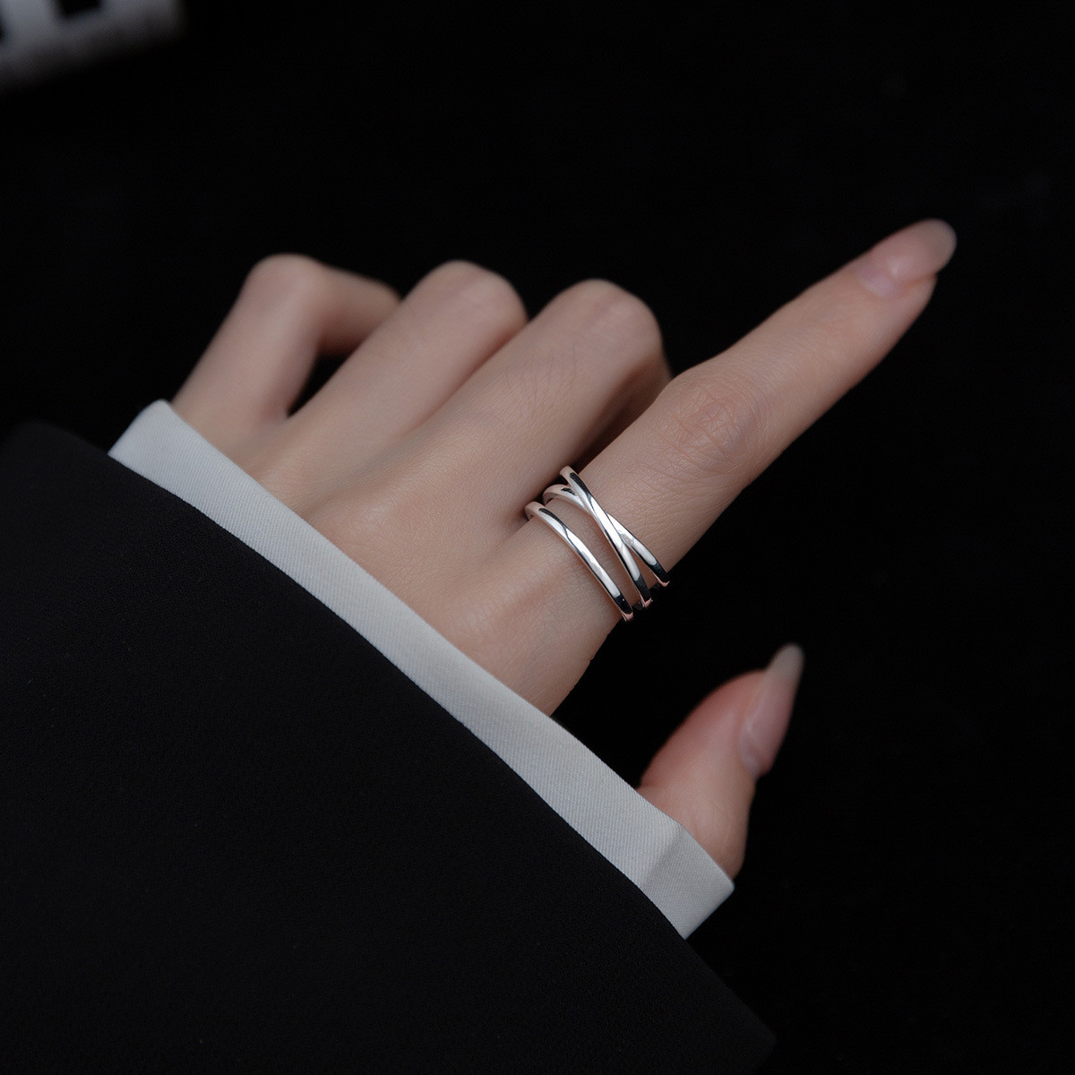 s925 sterling silver irregular simple fashion ring