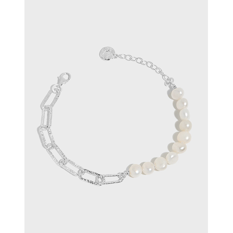 trendy s925 sterling silver charm silver simple bracelet