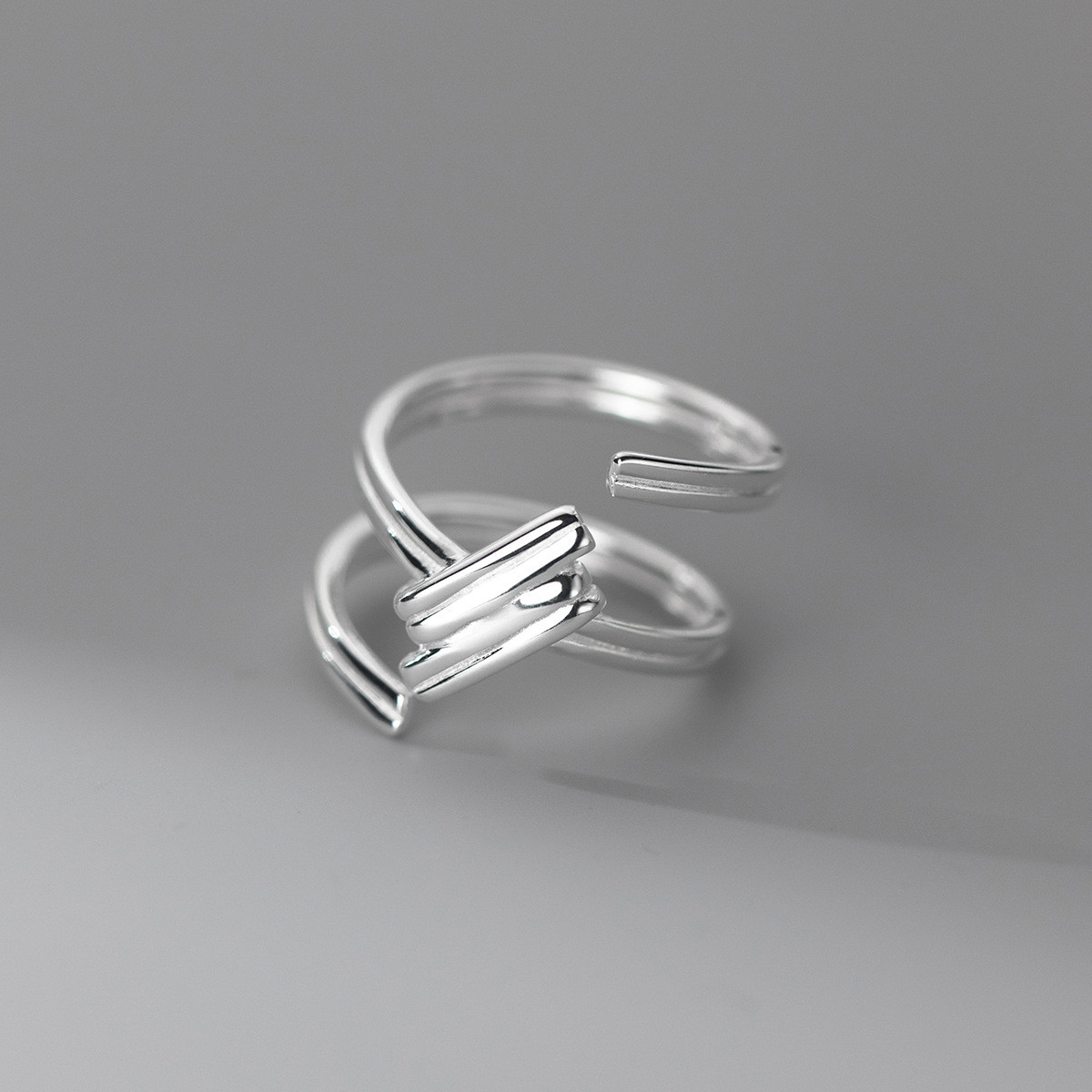 s925 sterling silver irregular adjustable simple ring