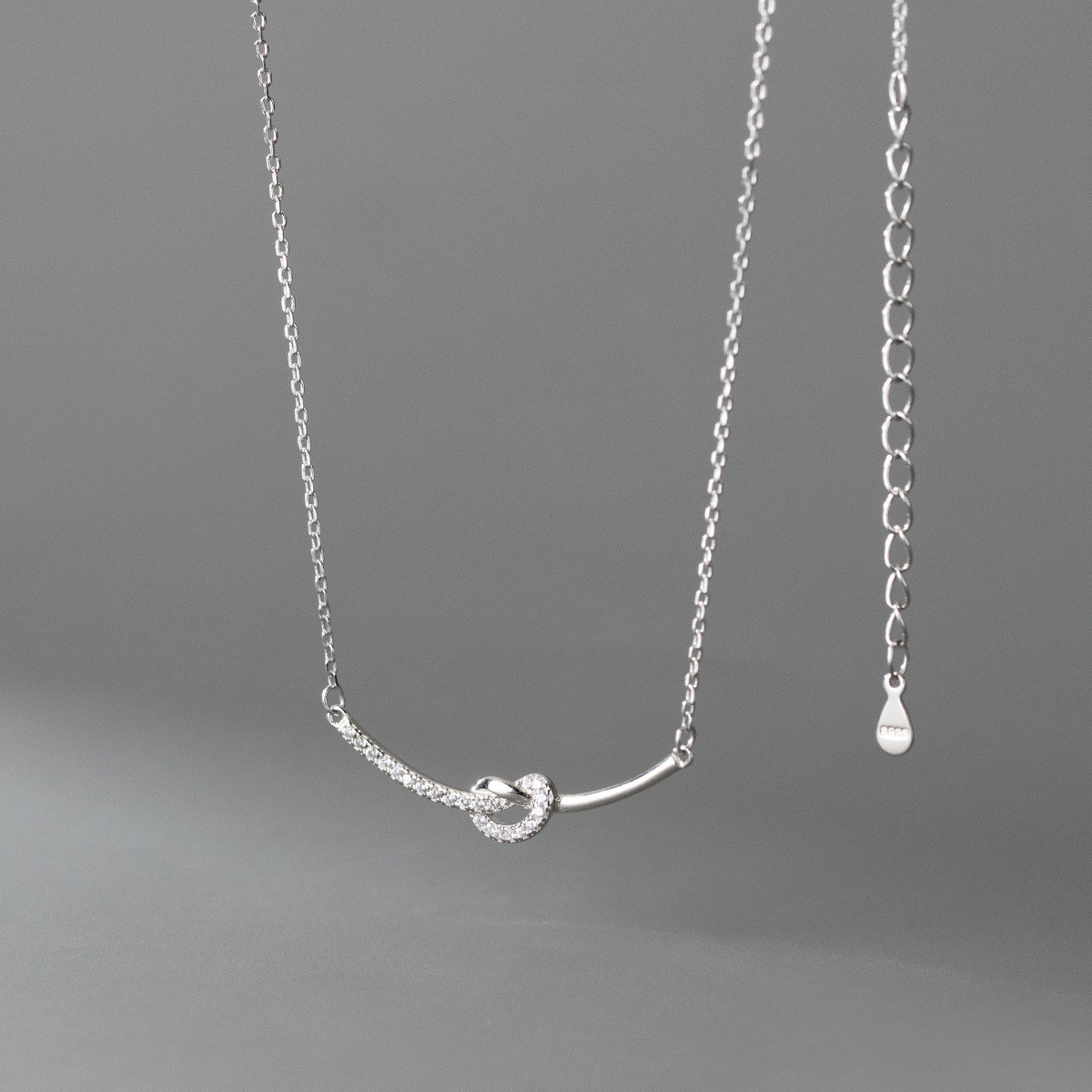 s925 sterling silver chic simple trendy circle rhinestone necklace