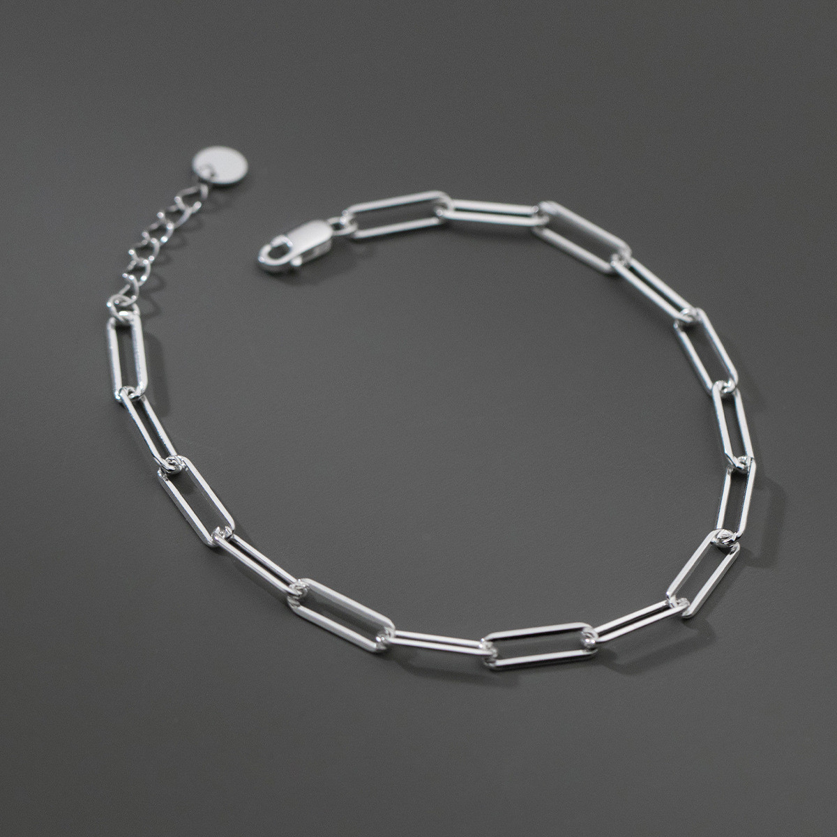 s925 sterling silver simple boxchain vintage chic geometric charm bracele bracelet