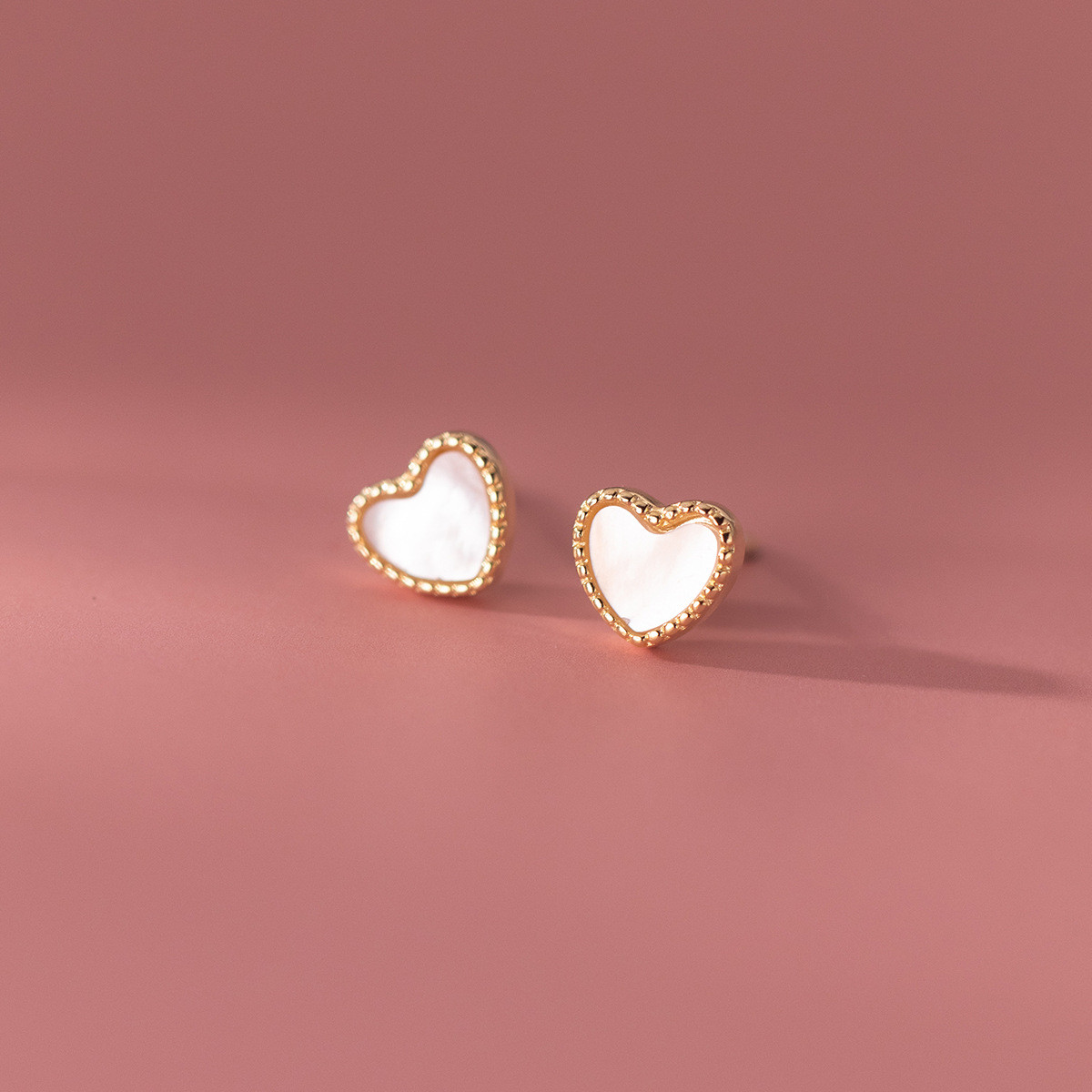 s925 silver stud trendy simple cute colorful heart sweet earrings